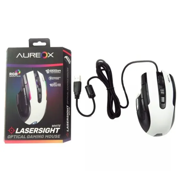 MOUSE AUREOX LASERLIGHT WHITE GAMING GM400
