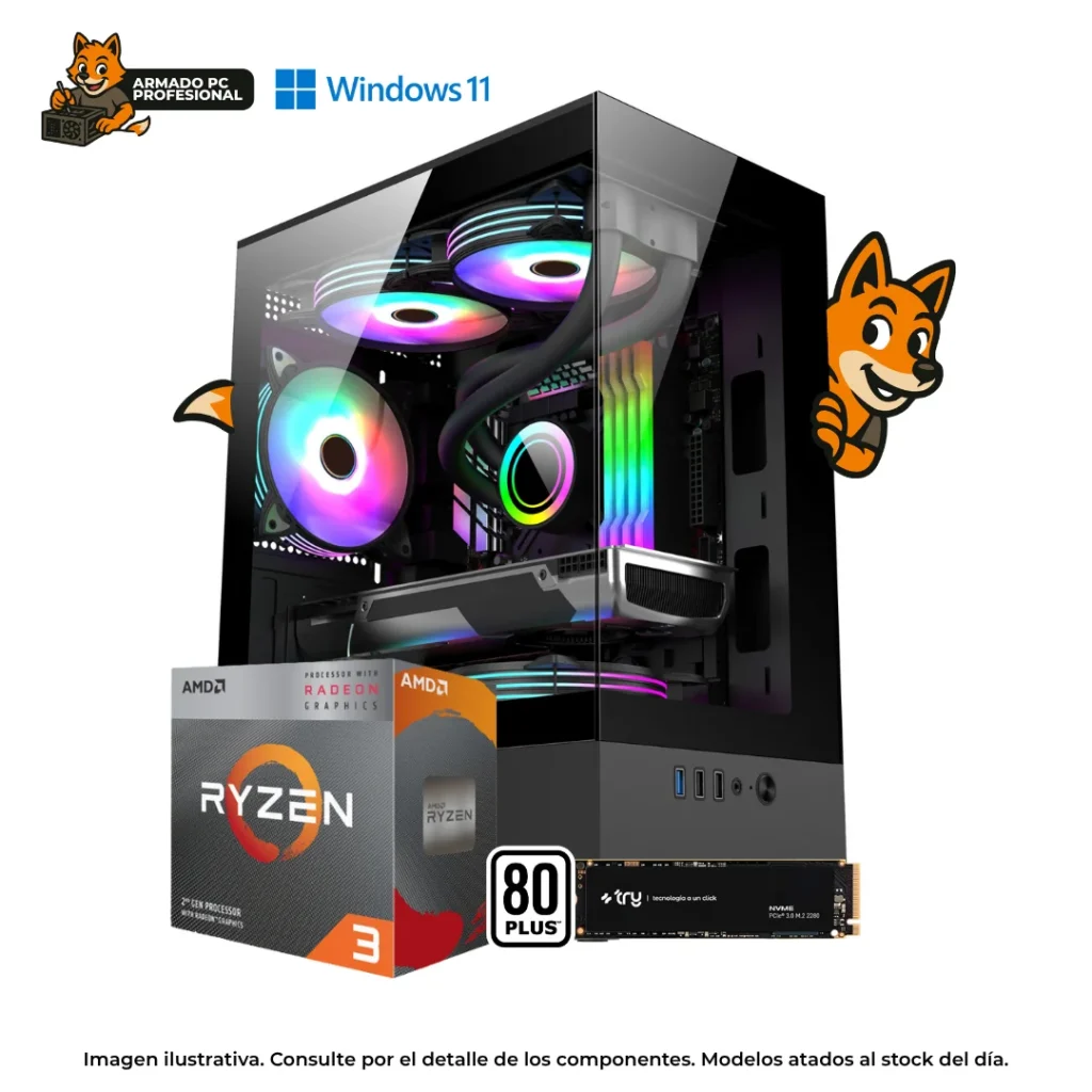 PC Gamer RYZEN 3 3200G | 16GB RAM | 1TB NVMe | 80+ | WIN11 | Gama Media