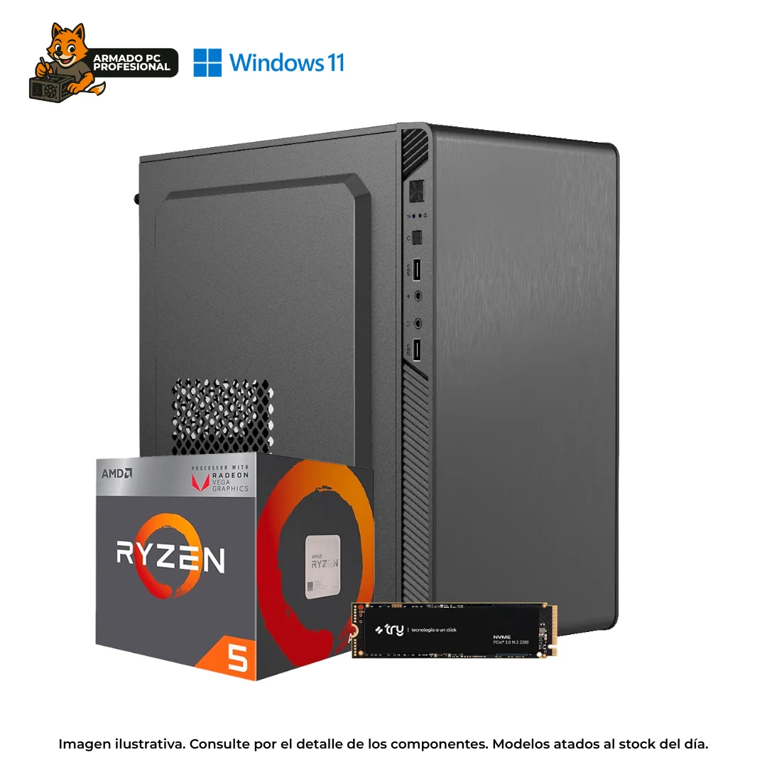 PC RYZEN 5 3400G  8GB RAM  1TB NVME  WIN11  GAMA MEDIA