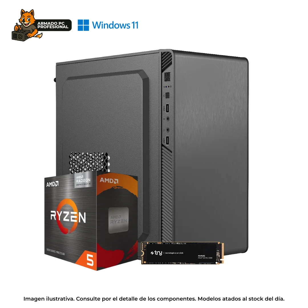 PC RYZEN 5 5600GT  8GB RAM  500GB NVME  WIN11  GAMA MEDIA