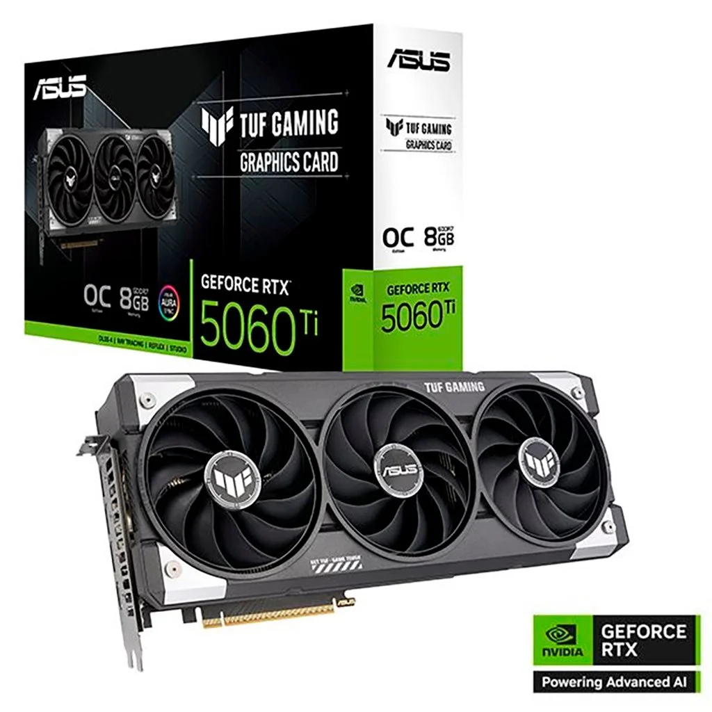 Placa de Video Asus GeForce RTX 5060 Ti 8GB GDDR7 TUF Gaming OC