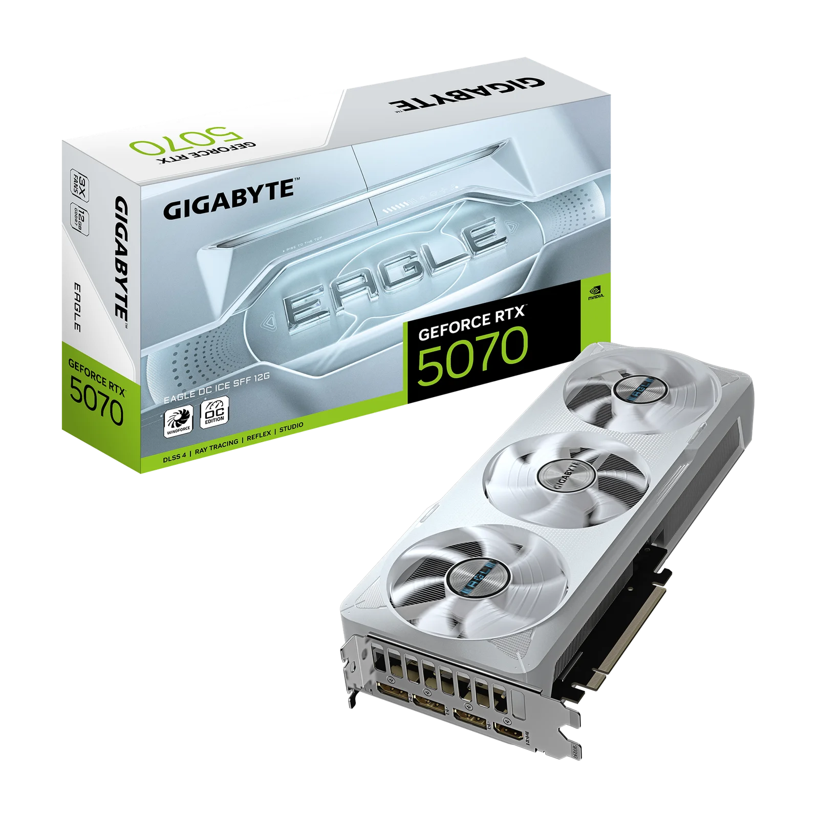 PLACA DE VIDEO GIGABYTE GEFORCE RTX 5070 12GB GDDR7 EAGLE OC ICE WHITE