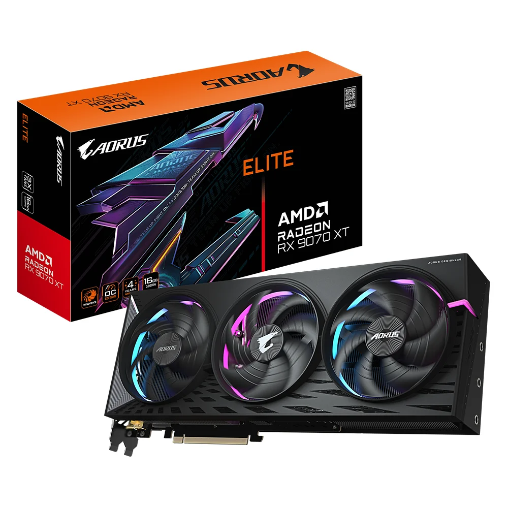 Placa de Video Gigabyte Radeon RX 9070 XT 16GB GDDR6 Aorus Elite