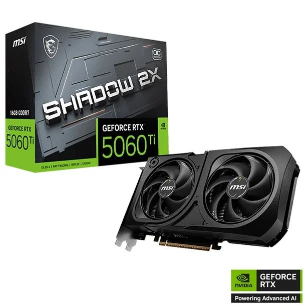 Placa de Video MSI GeForce RTX 5060 Ti 16GB GDDR7 Shadow 2X OC Plus