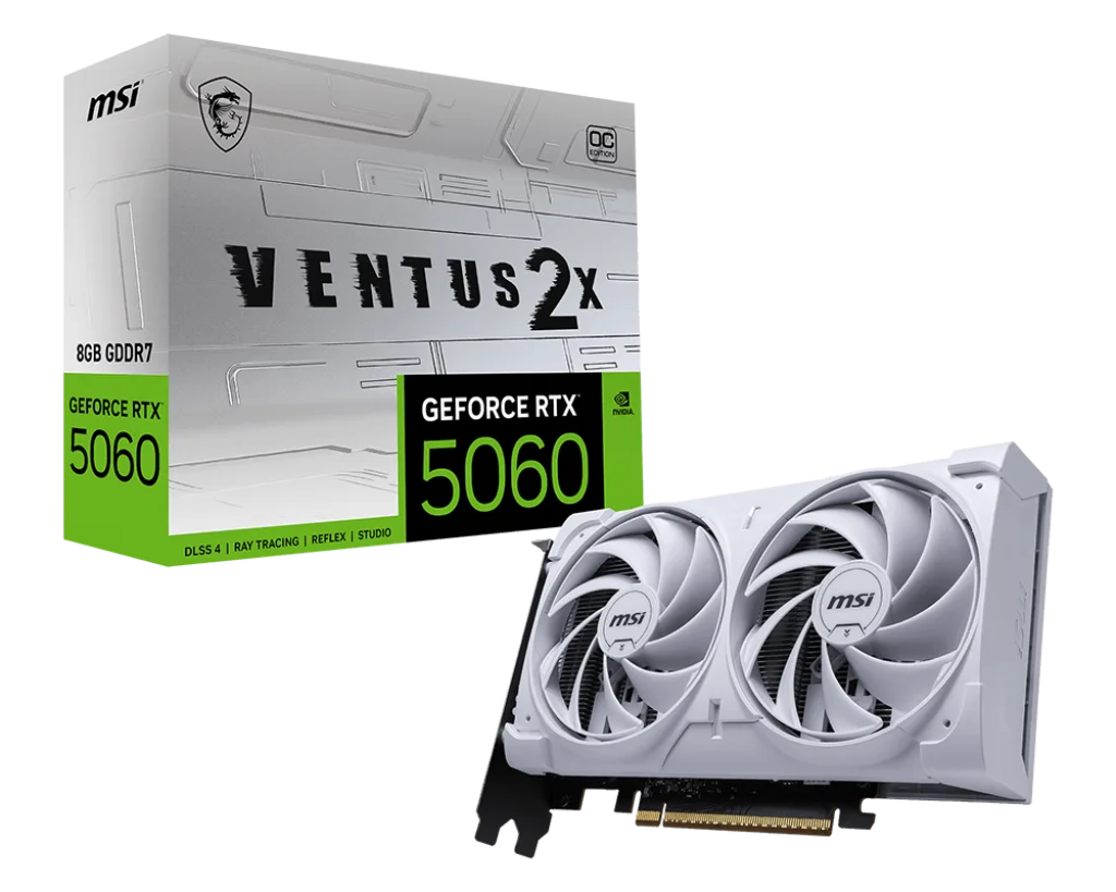 Placa de Video MSI GeForce RTX 5060 Ti 8GB GDDR7 Ventus 2X OC White Plus