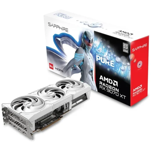 Placa de Video Sapphire Radeon RX 9070 XT 16GB GDDR6 Pure OC White