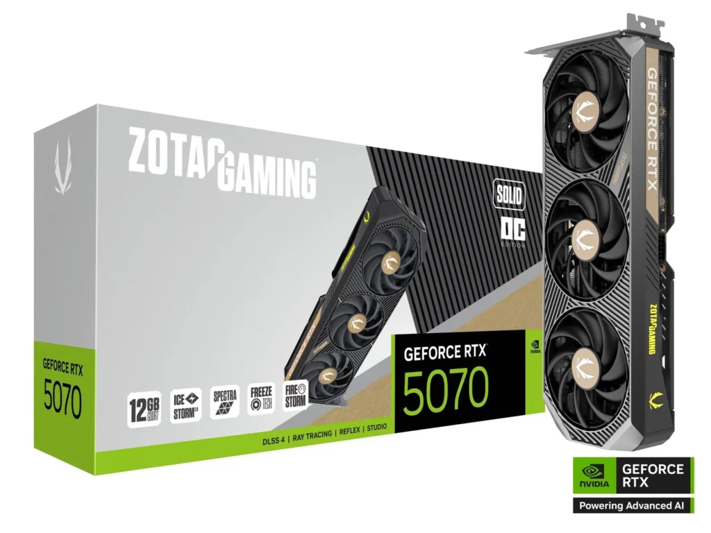 Placa de Video Zotac GeForce RTX 5070 12GB GDDR7 Solid OC