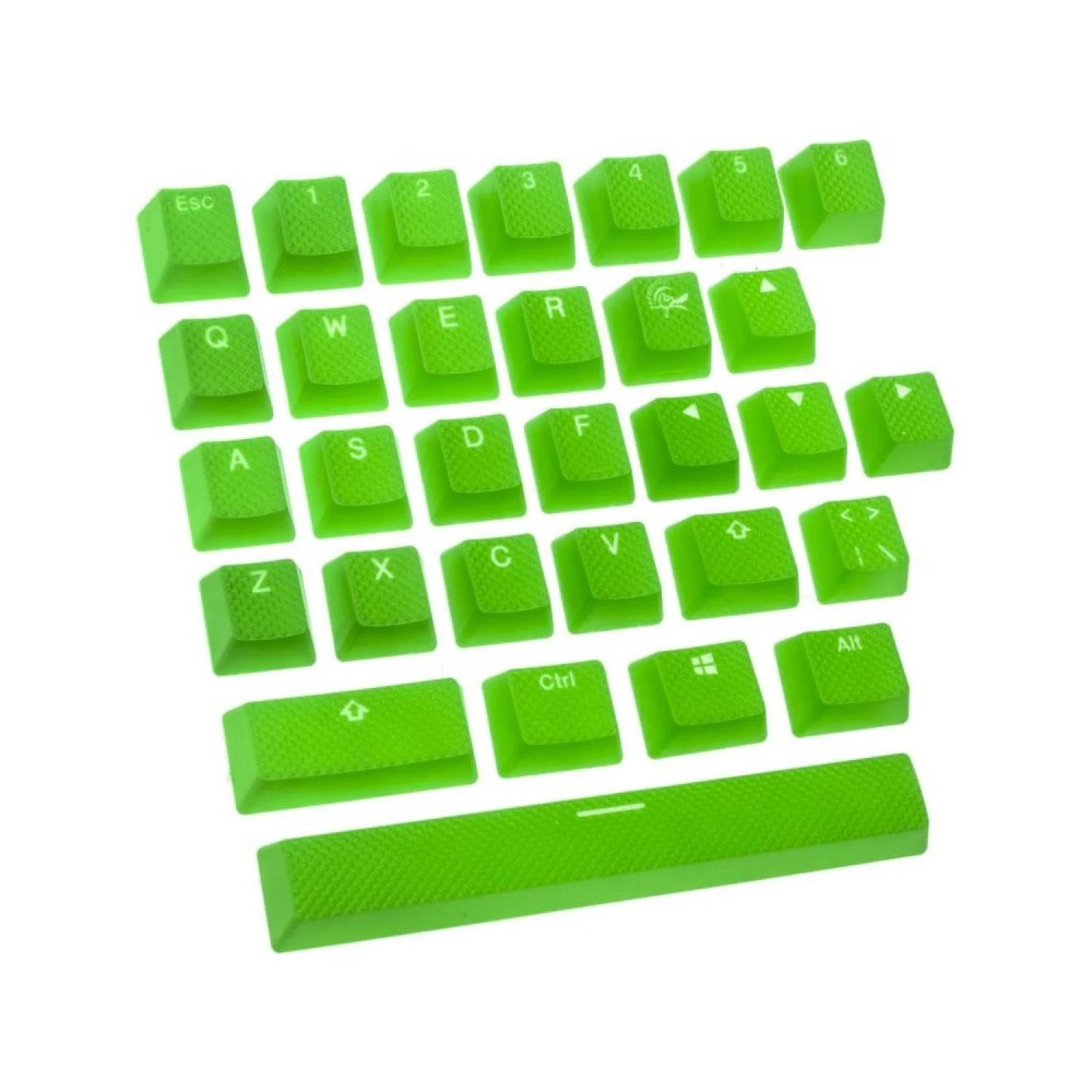 SET 31 TECLAS DUCKY VERDE GOMA RUGOSAS GAMERTRASLUCIDAS
