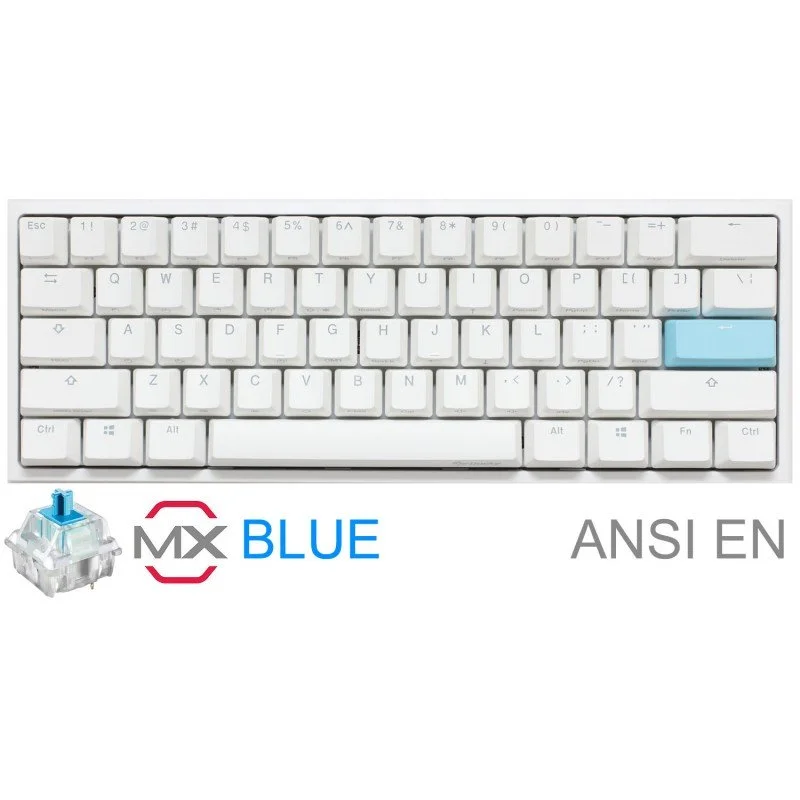 Teclado Gamer Mecánico Ducky One 2 Mini Pure White RGB Cherry MX Blue