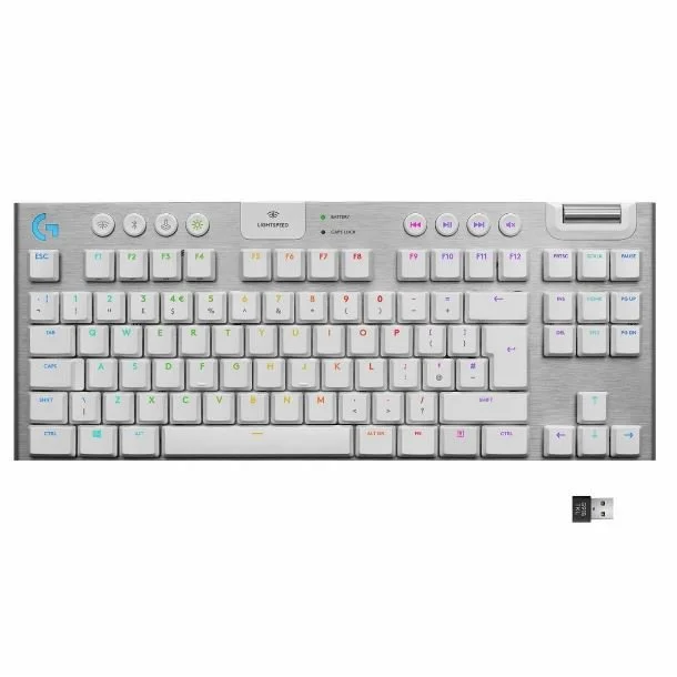 Teclado Gamer Mecánico Logitech G915 TKL Lightspeed Wireless RGB Blanco