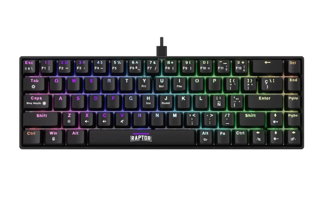 Teclado Gamer Mecánico Raptor Fireclaw M68 Retroiluminado Switch Red Outemu