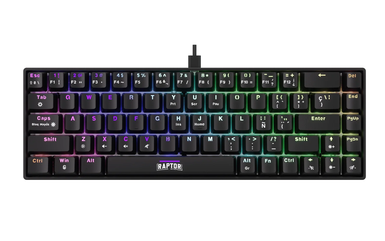 TECLADO GAMER MECÁNICO RAPTOR FIRECLAW M68 RETROILUMINADO SWITCH RED OUTEMU