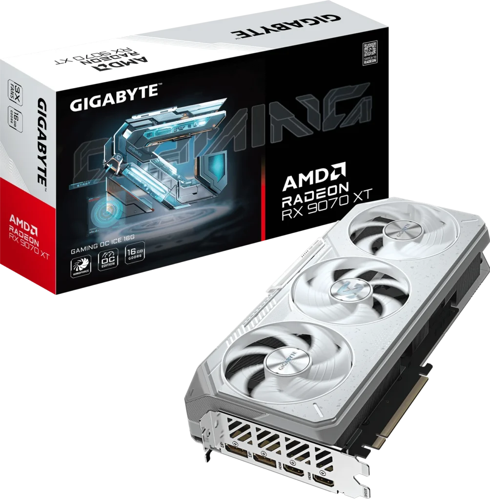Placa de Video Gigabyte Radeon RX 9070 XT 16GB GDDR6 Gaming OC ICE