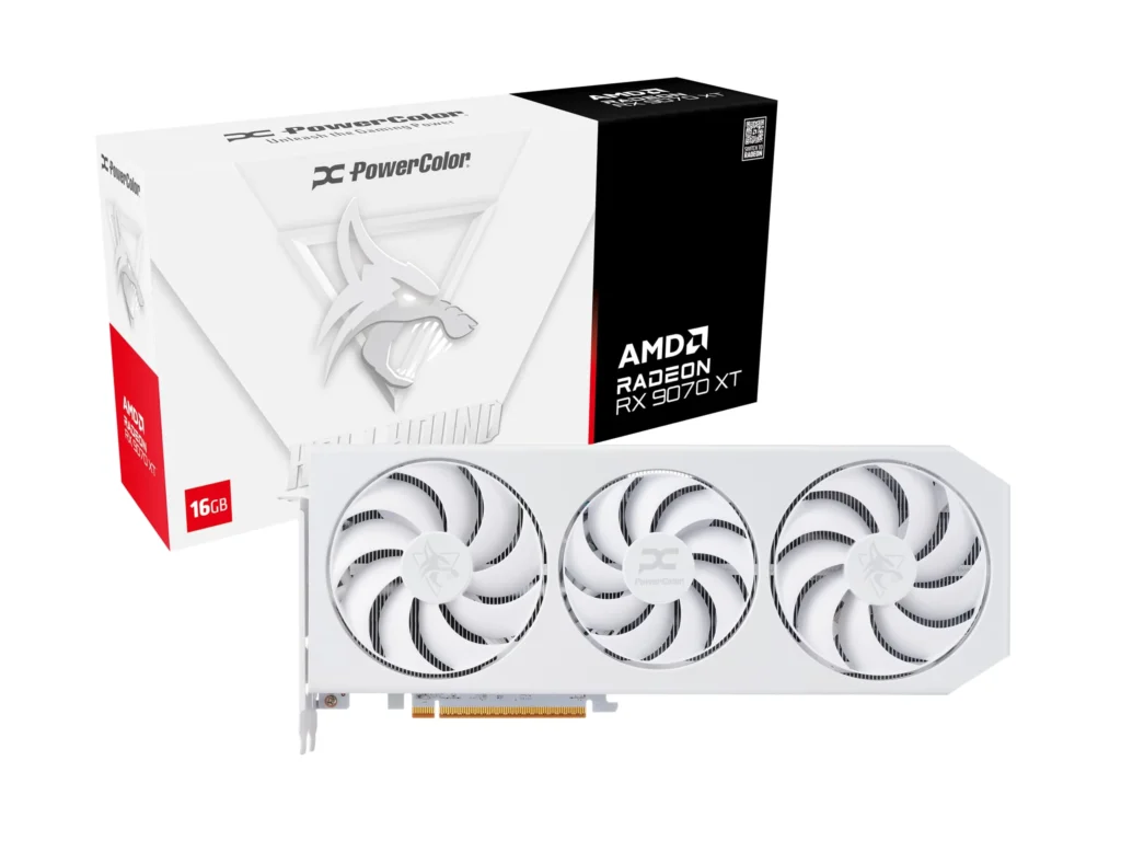 Placa de Video Power Color Radeon RX 9070 XT 16GB GDDR6 Hellhound Spectral White