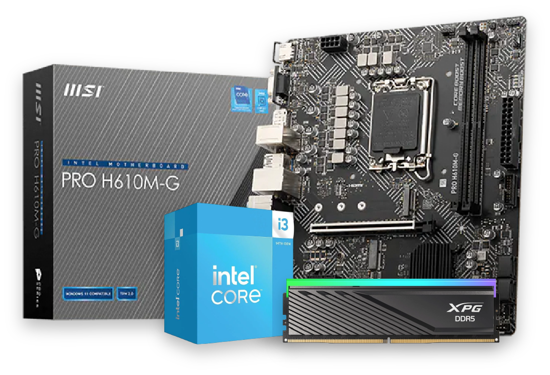 COMBO I3 14100F + H610 + DDR5 16GB 5600MHZ