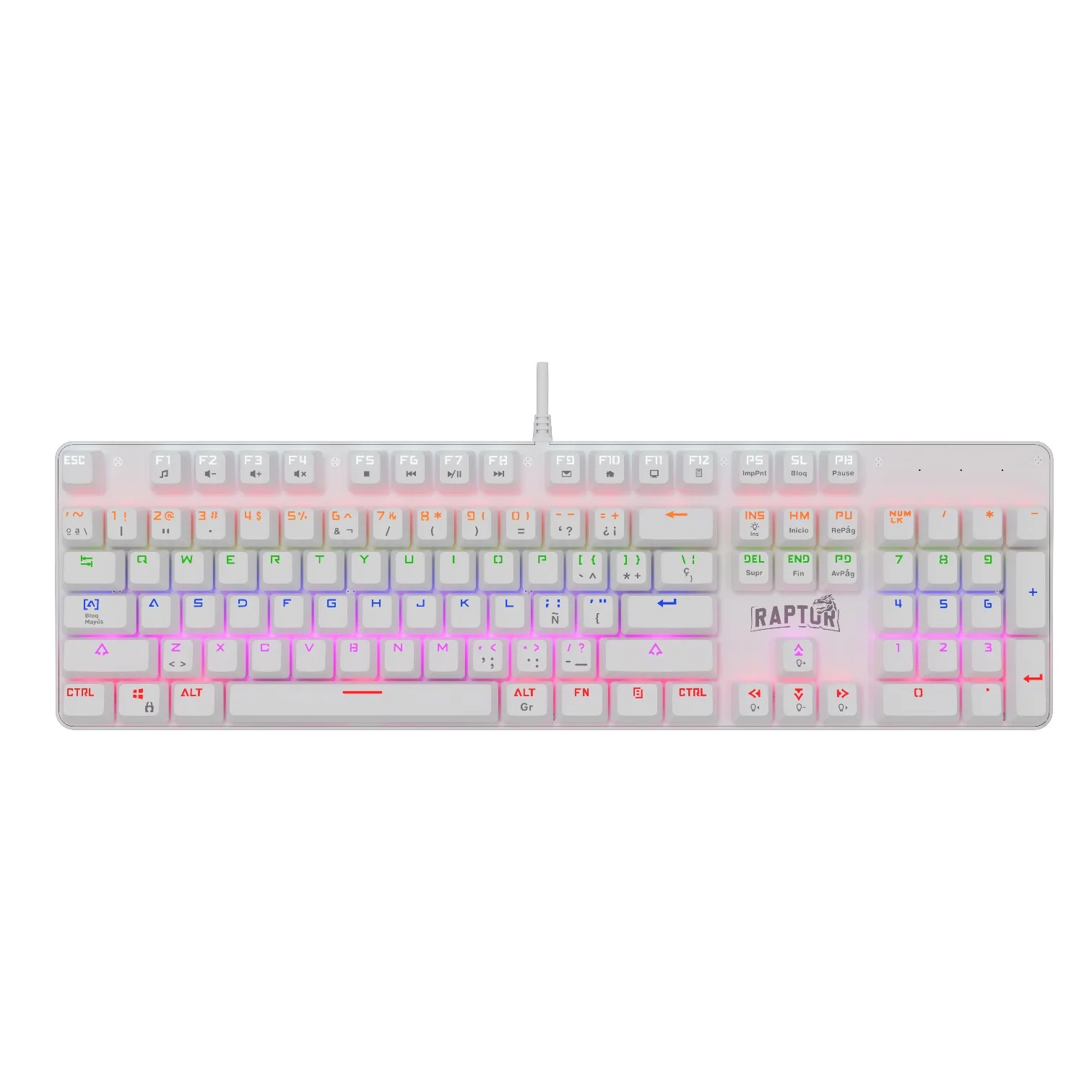 TECLADO GAMER MECÁNICO RAPTOR FIRECLAW M104 RETROILUMINADO SWITCH RED OUTEMU WHITE