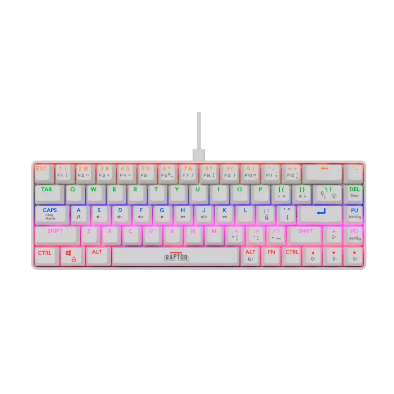 TECLADO GAMER MECÁNICO RAPTOR FIRECLAW M68 RETROILUMINADO SWITCH RED OUTEMU WHITE