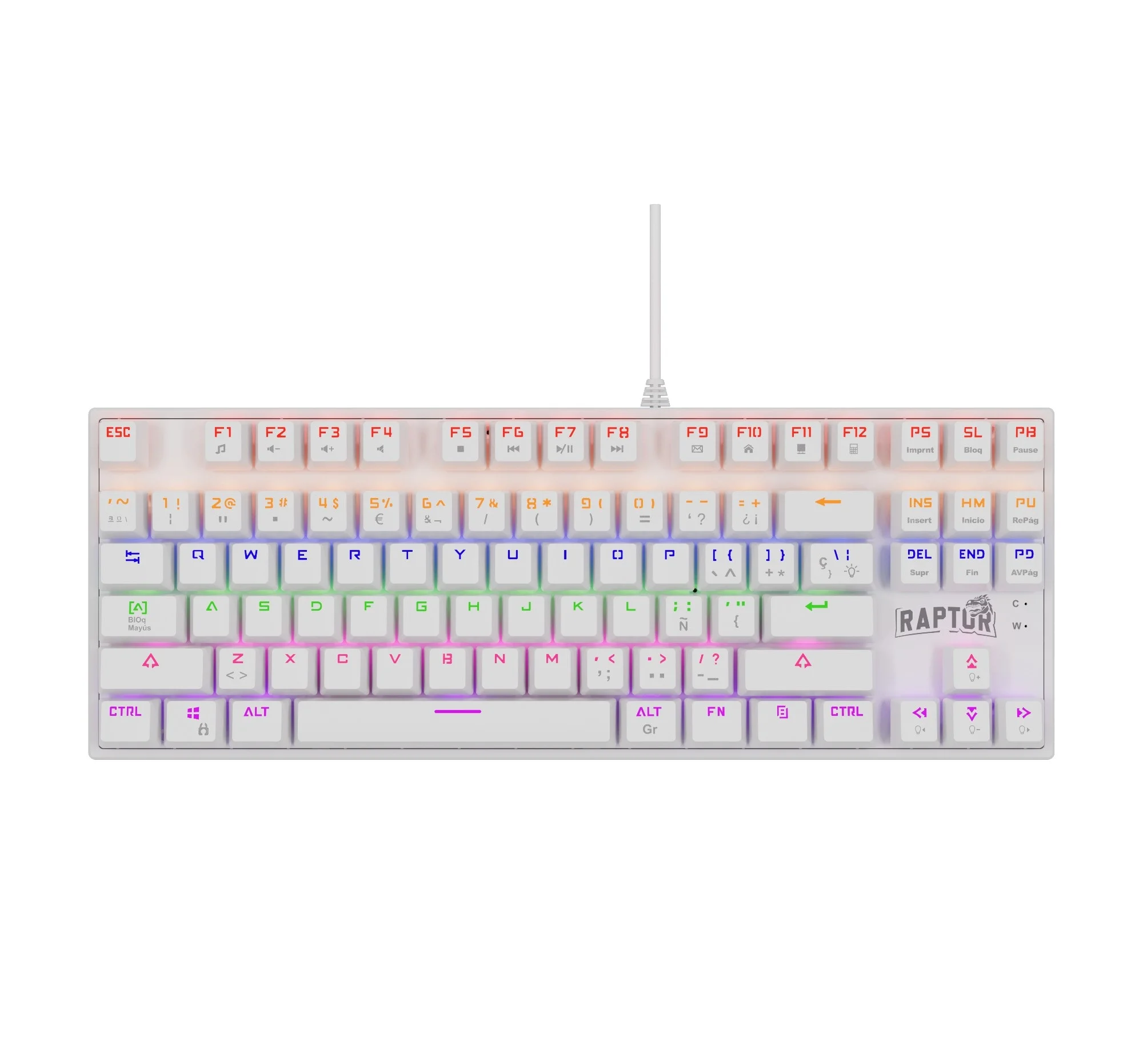 TECLADO GAMER MECÁNICO RAPTOR FIRECLAW M87 RETROILUMINADO SWITCH RED OUTEMU WHITE