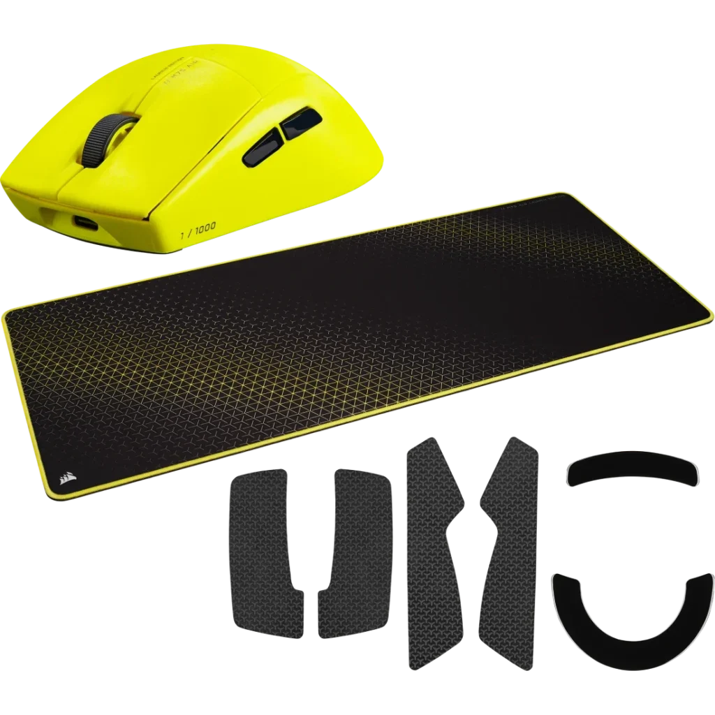 Combo Corsair Mouse M75 Air Wireless Yellow + Mouse Pad Black Yellow
