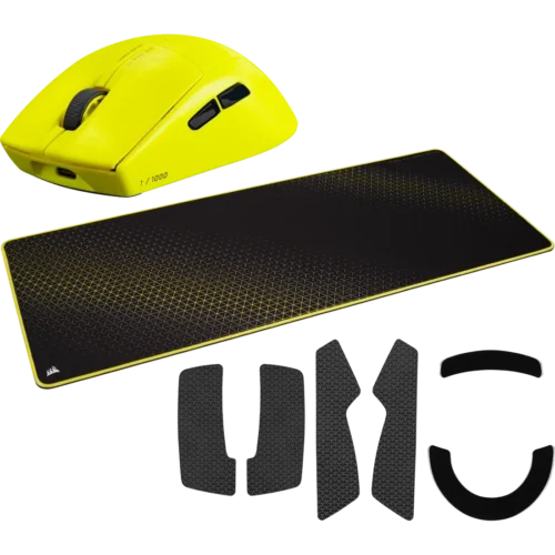 Combo Corsair Mouse M75 Air Wireless Yellow + Mouse Pad Black Yellow