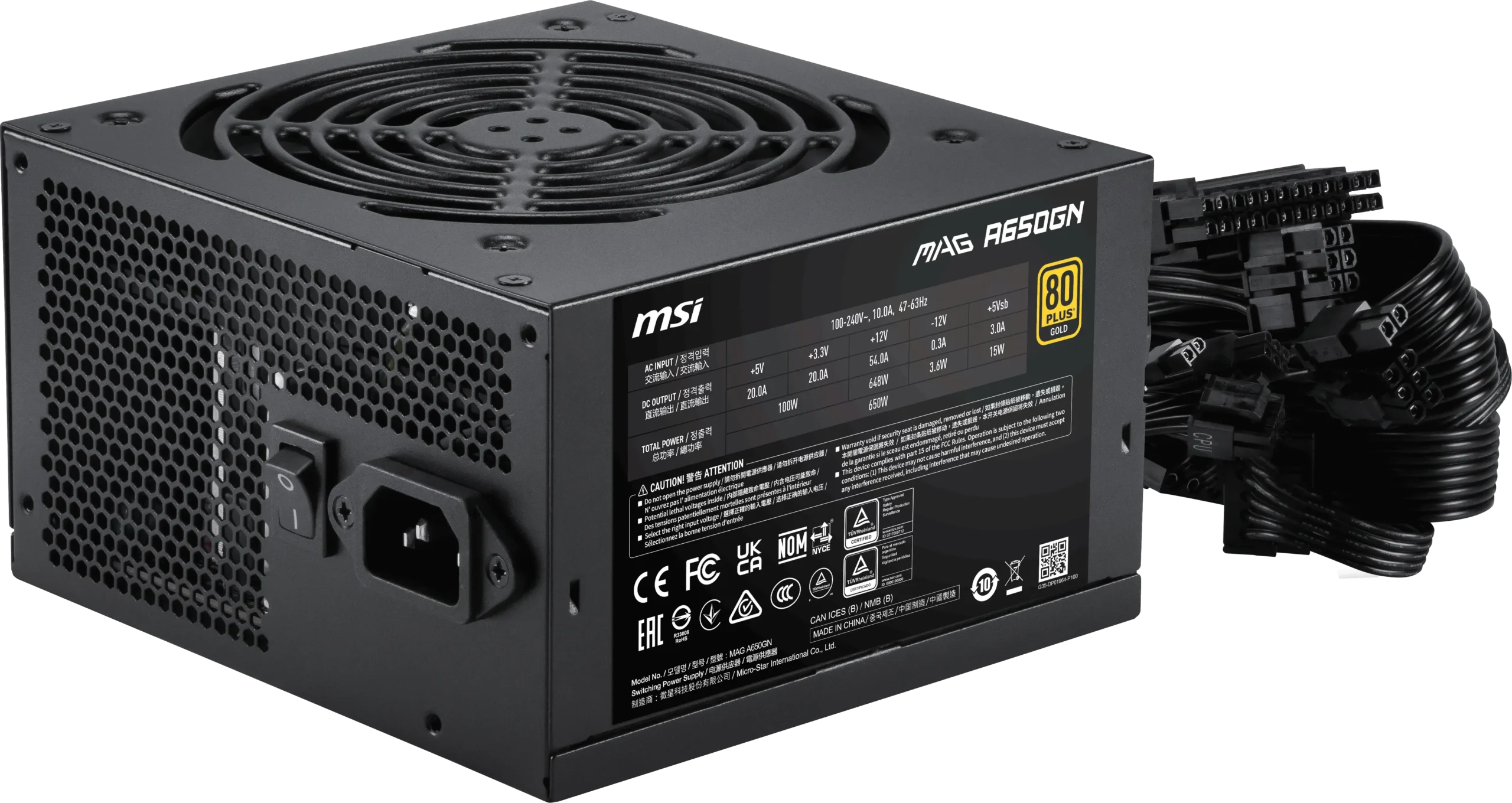 FUENTE MSI MAG A650GN 650W 80 PLUS GOLD