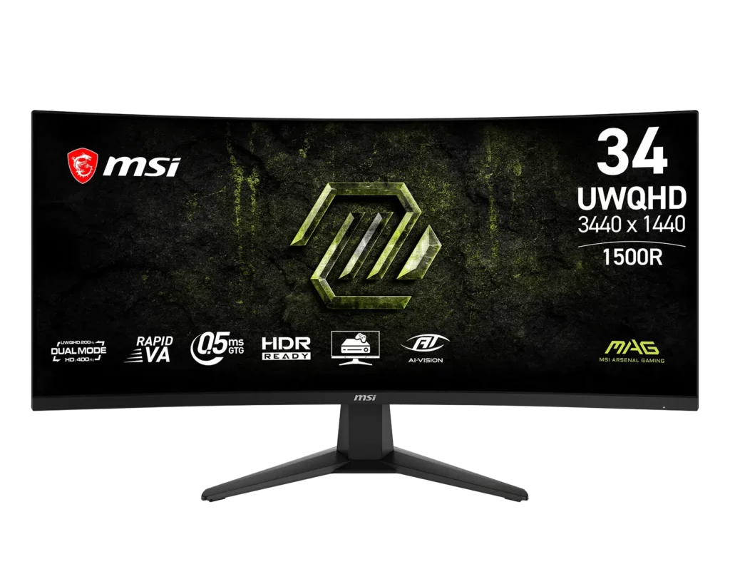 Monitor Gamer MSI 34 200Hz 0.5ms UWQHD Curvo MAG 346CQDF E20