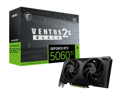 Placa de Video MSI GeForce RTX 5060 Ti 16GB GDDR7 Ventus 2X OC Black Plus