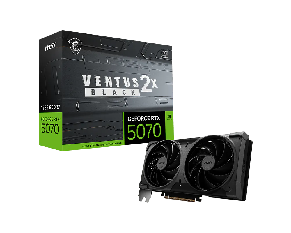 Placa de Video MSI GeForce RTX 5070 12GB GDDR7 Ventus 2X OC Black