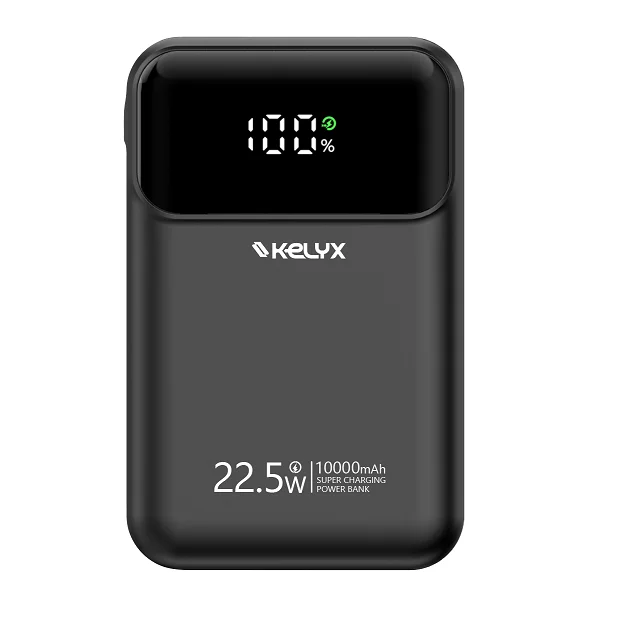 Power Bank Kelyx Mini 10000 mAh Carga Rápida 22.5W Negro USB-A USB Tipo C Lightning