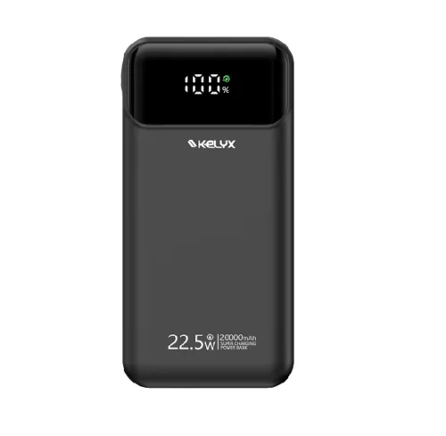 Power Bank Kelyx Slim 20000 mAh Carga Rápida 22.5W Negro USB-A USB Tipo C Lightning